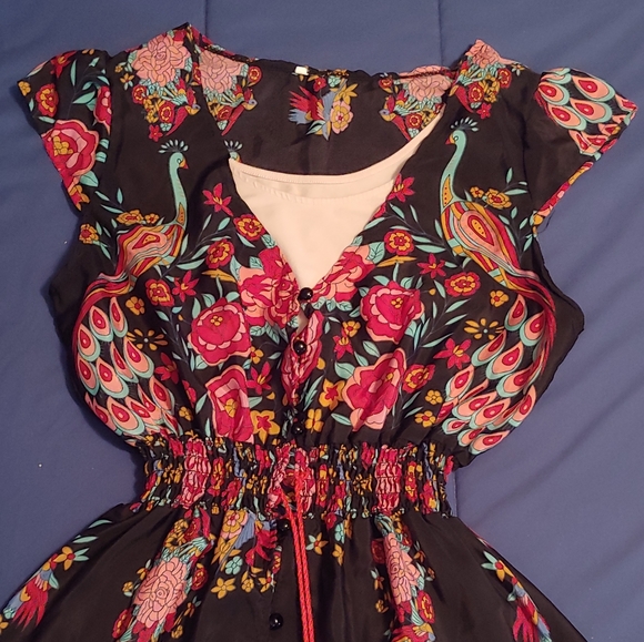 BOHO duster dress/top with peacocks - Picture 12 of 12